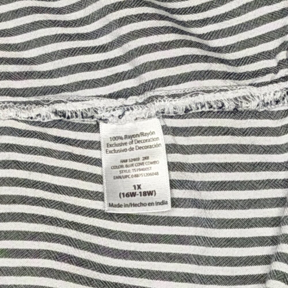 Terra & Sky Striped Off-the-Shoulder Smocked Boho Blouse - 1XL - Picture 8 of 9